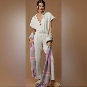 Anthropologie SUNDAYS Derby Jumpsuit 1/4 Zip Light Heather Grey Size Large